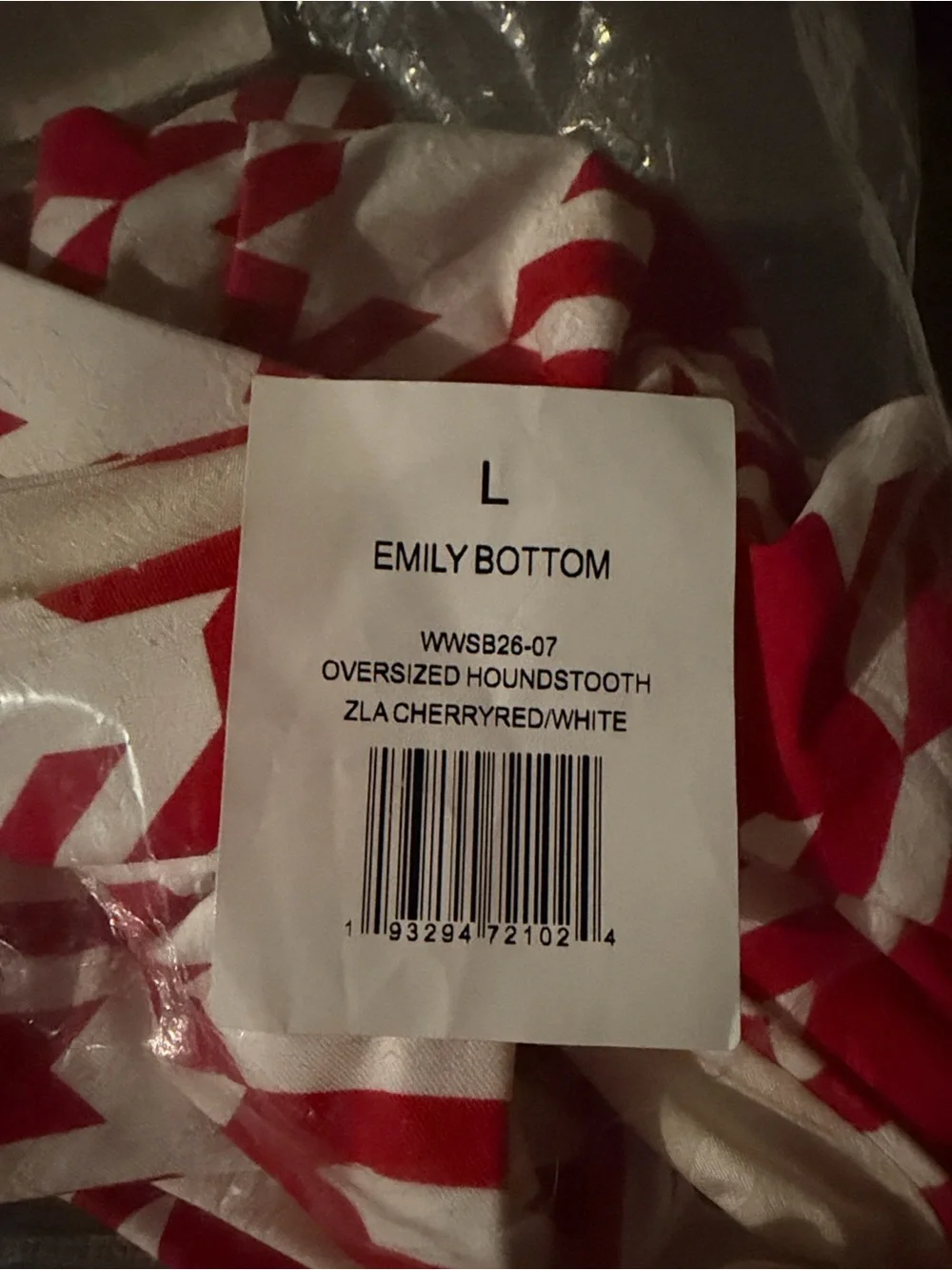 We Wore What Emily Cherry Red White Hounds Tooth Swim Suit Bottom sz L